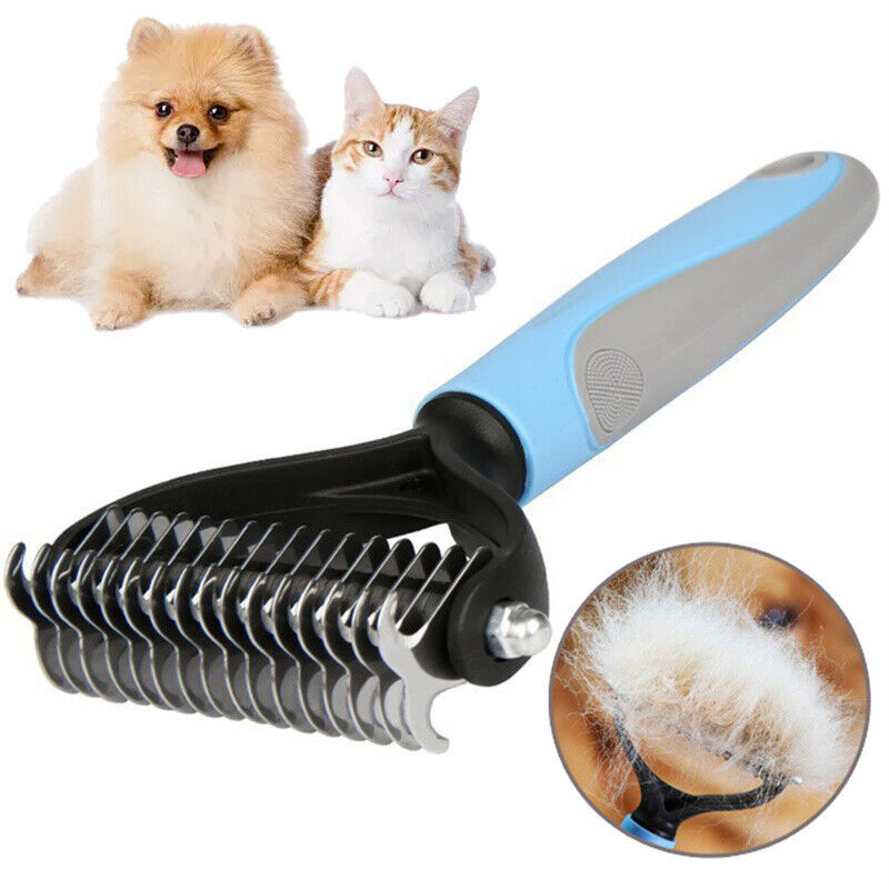 Dual-Sided Deshedding & Dematting Pet Grooming Rake