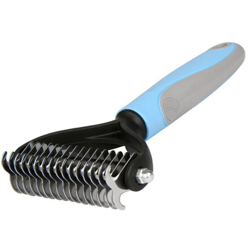 Dual-Sided Deshedding & Dematting Pet Grooming Rake