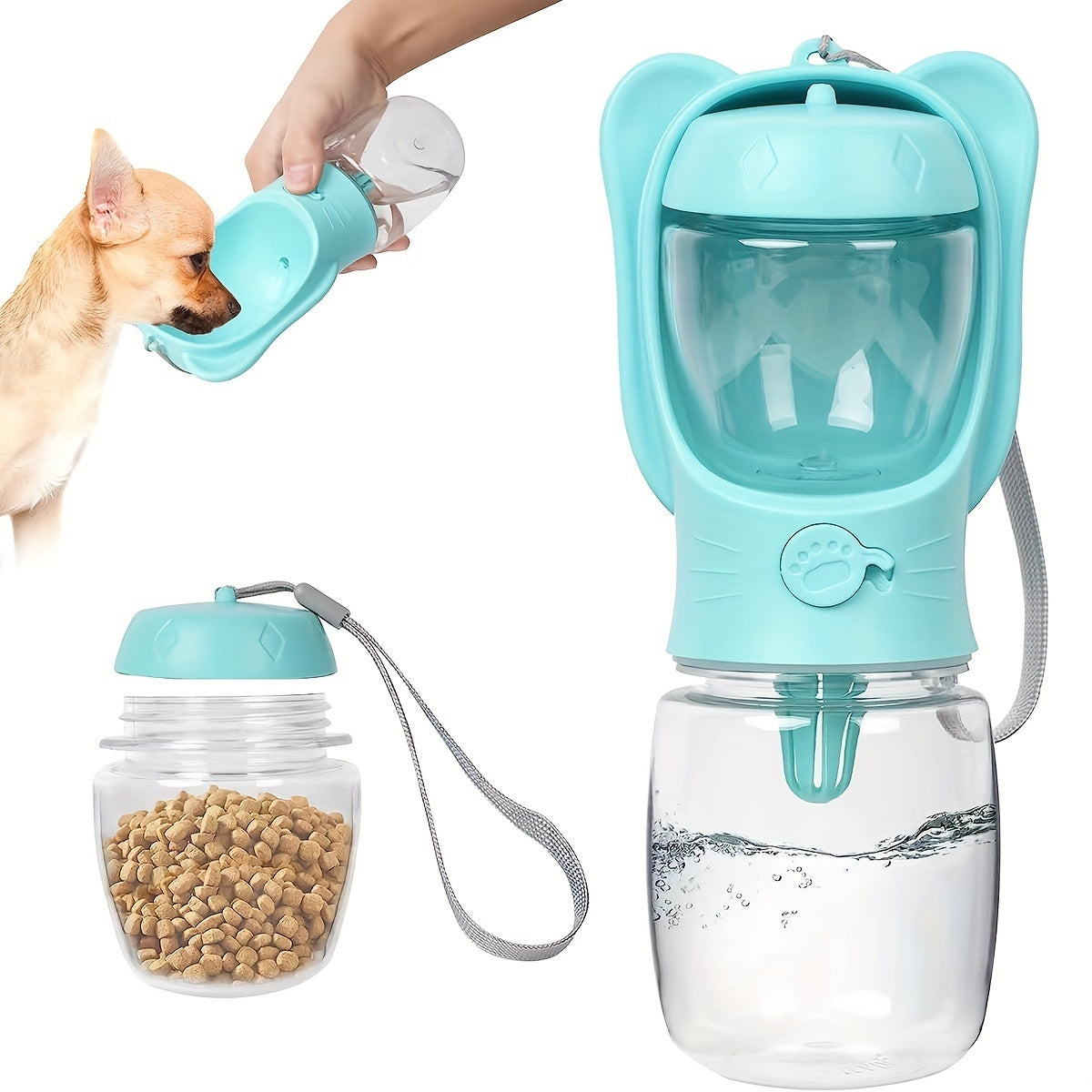2-in-1 Portable Dog Water Bottle & Food Dispenser