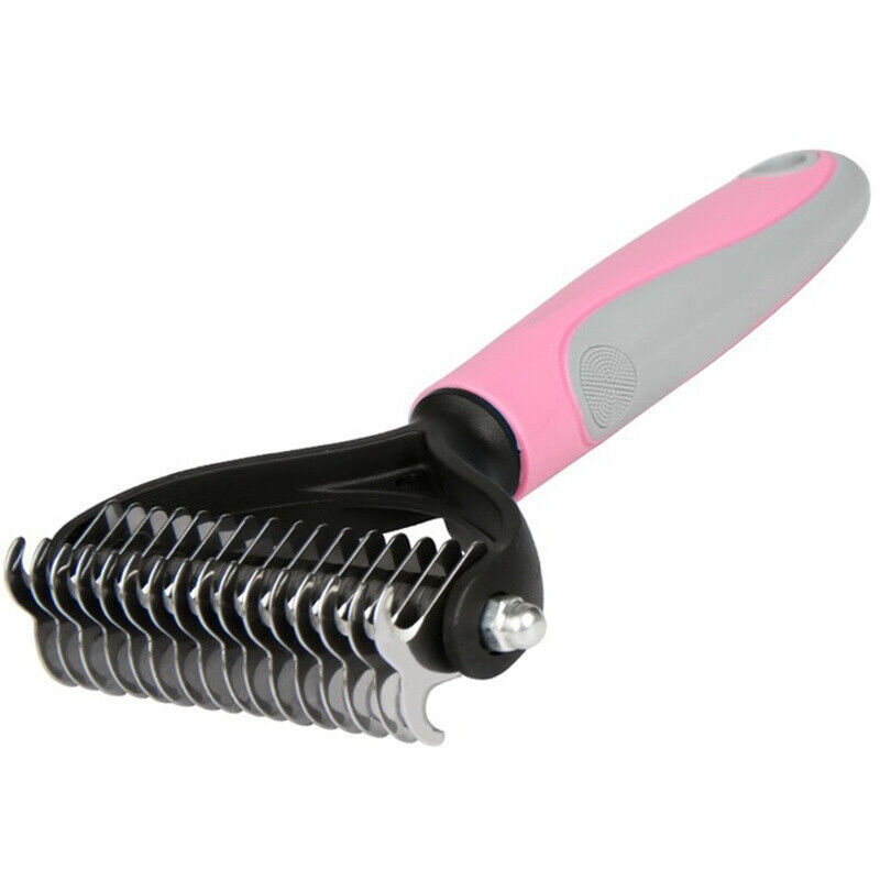 Dual-Sided Deshedding & Dematting Pet Grooming Rake