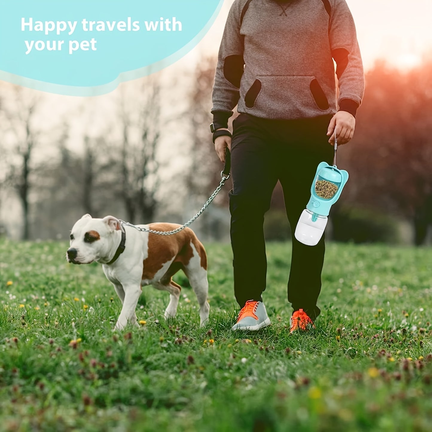 2-in-1 Portable Dog Water Bottle & Food Dispenser